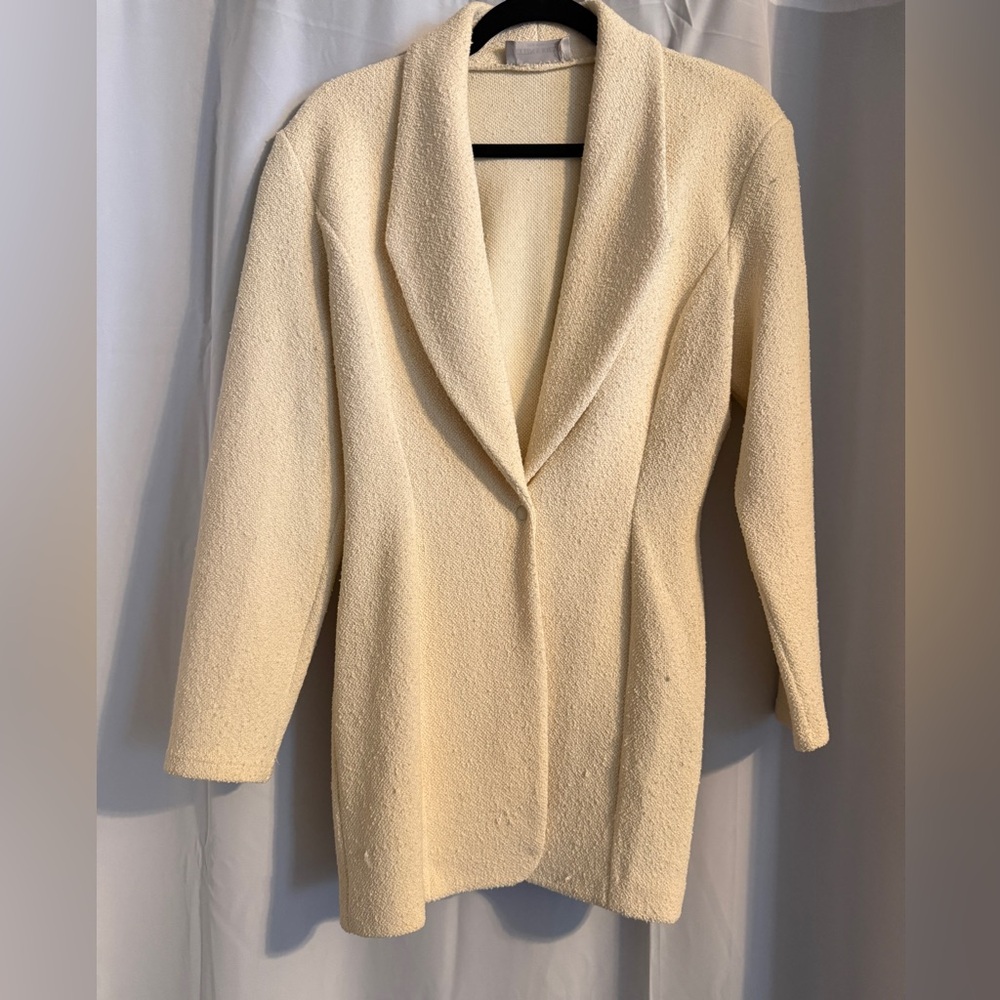 Vintage Bettina Riedel Cream Blazer Dress Petite S USA 90s - Picture 4 of 11